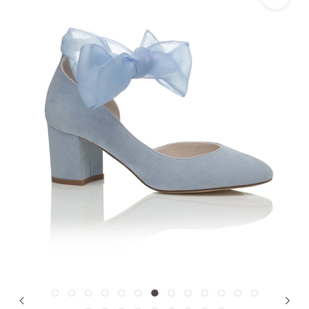 Chic Light Blue Block Heels with Bow